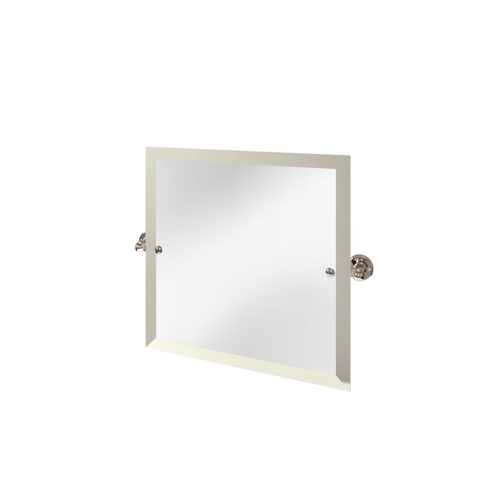 Square swivel mirror with brass wall mounts